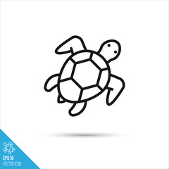 Obraz premium Sea tortoise vector line icon