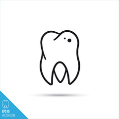Damaged tooth vector line icon