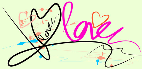 hearts and love brush stroke style design