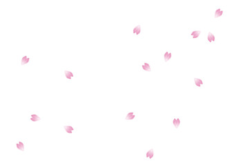 桜　ハート花びら　水彩