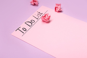 Empty to do list on color background