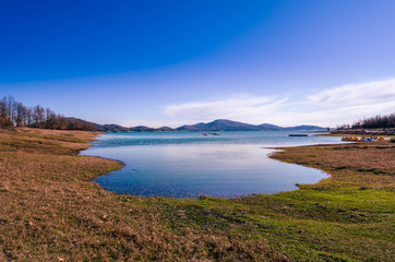 Fototapeta na wymiar Beautiful landscape on the lake of Plastiras in central Greece.