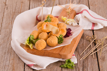 Fried Mozzarella cheese balls.	
