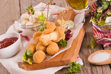 Fried Mozzarella cheese balls.	
