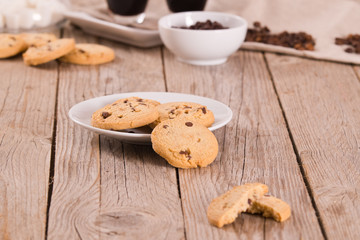 Fototapeta na wymiar Chocolate chip cookies. 