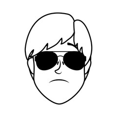 young man head with sunglasses character