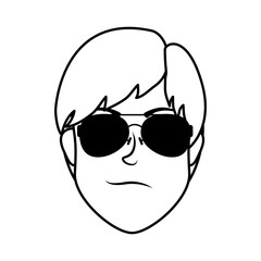 young man head with sunglasses character