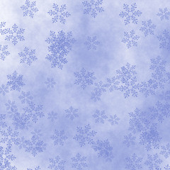 Snowflake star in blue paper texture. Winter background. 