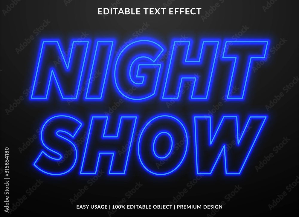 Poster night show text effect template with 3d type style and bold text concept use for brand label and log