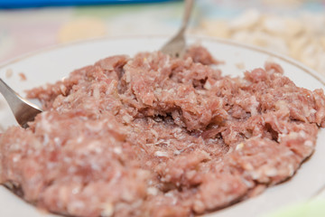 minced pork meat closeup. minced meat background.
