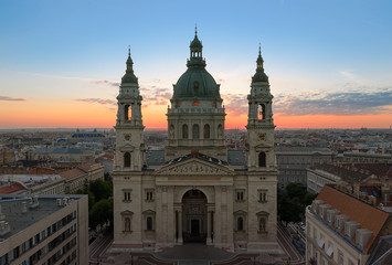 Fototapeta na wymiar Europe. Hungary. Budapest. St Stephen Basilica. Aerial morning nobody. cityscape