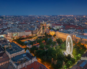 Fototapeta premium Europe Hungary Budapest. Erzsebet square. Budapest eye. Ferenc Deak Square. Green park. cityscape