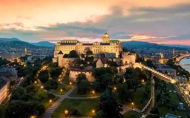 Fototapeta na wymiar Europe. Hungary. Budapest. Buda castle, Aerial. Cityscape