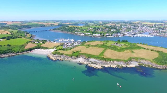 Aerial Drone Shot of Castlepark Beach Kinsale Ireland on a perfect Summer Day 