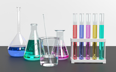 試験管やビーカーを使った化学実験のイメージ