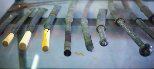 Ancient weapons, knives that are no longer used as collectibles.