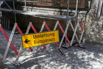 traffic sign for multiple use for a diversion in an austrian village