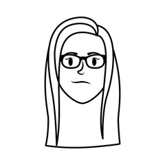 cute young woman head with eyeglasses character