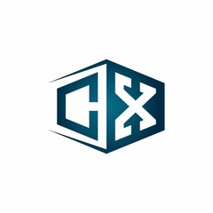 Obraz premium CX monogram logo with hexagon shape and negative space style ribbon design template