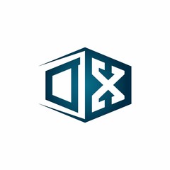 Obraz premium DX monogram logo with hexagon shape and negative space style ribbon design template