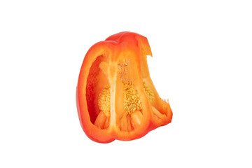 A piece of fresh red bell pepper isolated on white background.