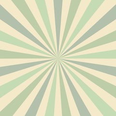Sunlight retro faded background. Pale green color burst background.
