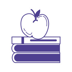school pile text books with apple