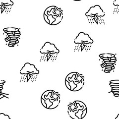 Tornado And Hurricane Seamless Pattern Vector Thin Line. Illustrations