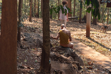 Buddhist monk in the mountain monastery of Thailand. Pai city. March 12, 2019