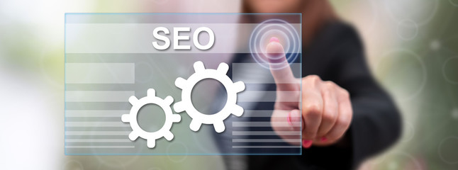 Woman touching a seo concept