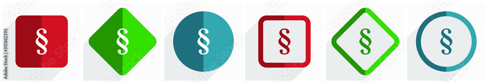 Poster Paragraph icon set, flat design vector illustration in 6 options for webdesign and mobile applications in eps 10