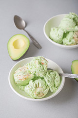 Homemade Natural Avocado Ice Cream with Almond