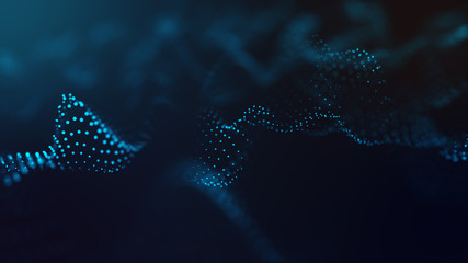 Abstract futuristic -  technology with polygonal shapes on dark blue background.  Design digital technology concept.