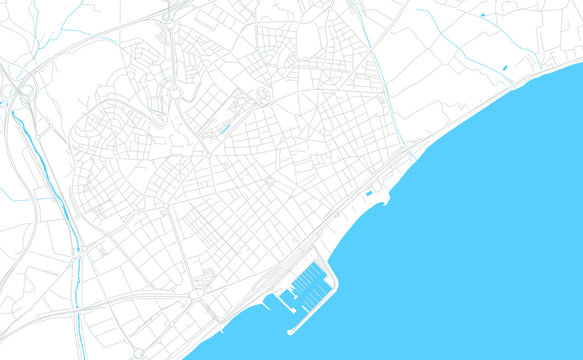 Mataro, Spain bright vector map