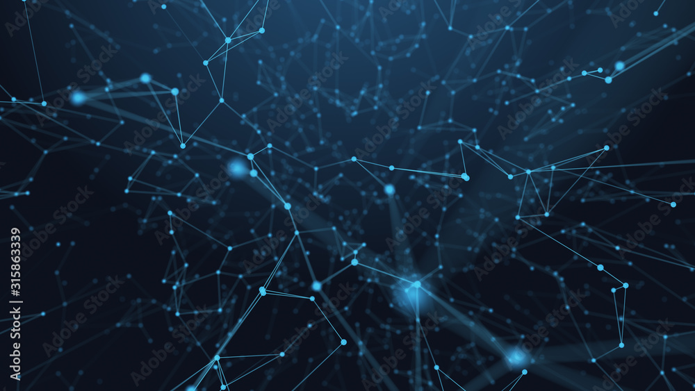 Poster abstract futuristic - technology with polygonal shapes on dark blue background. design digital techn