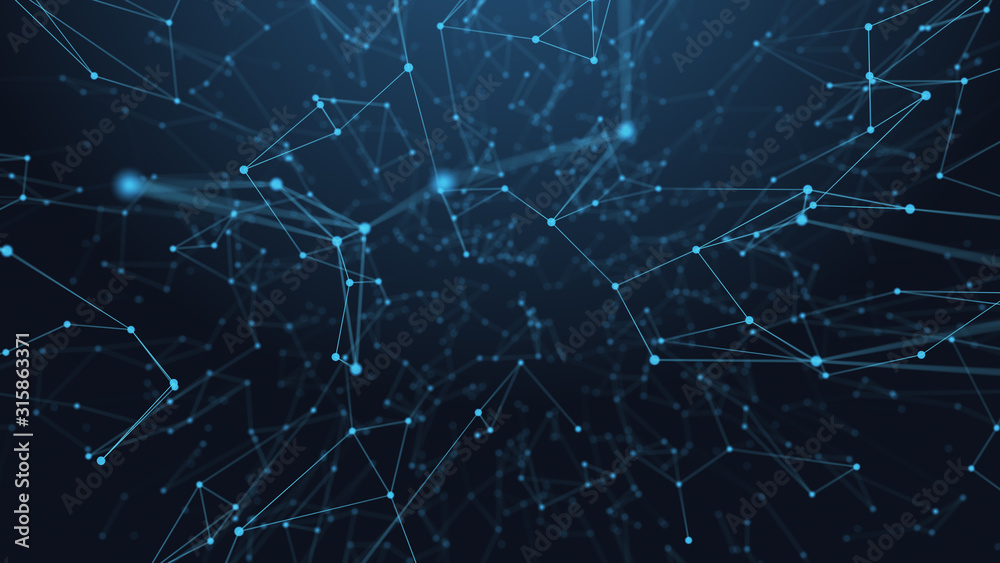 Poster abstract futuristic - technology with polygonal shapes on dark blue background. design digital techn