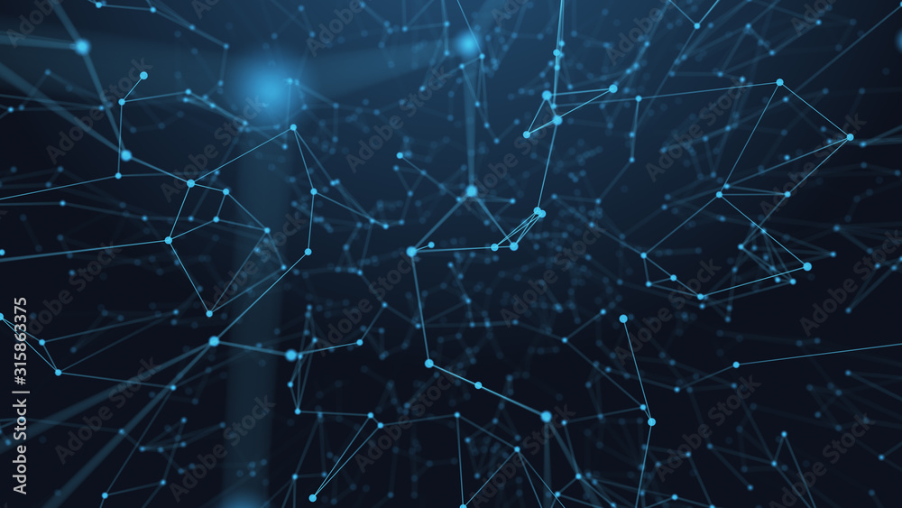 Poster abstract futuristic - technology with polygonal shapes on dark blue background. design digital techn