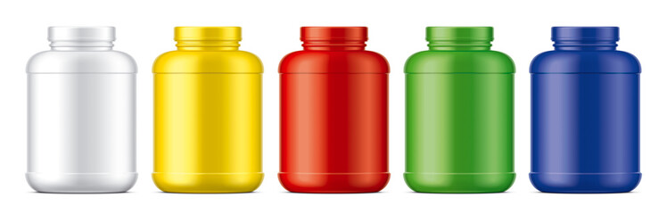 Set of plastic Jars. Colored Matt surface version. 