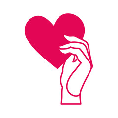 happy valentines day hand lifting heart