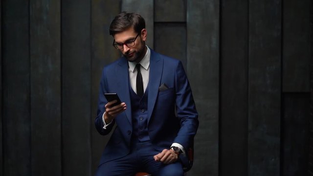 full hd video of young handsome stylish businessman - 4x slow motion