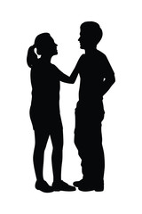 Boy and girl lovers silhouette vector on white background. Valentine people concept.