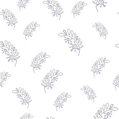 Artistic abstract seamless pattern with leafs in three color