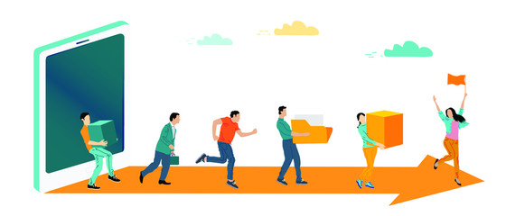 Vector illustration, referral marketing concept, friends loyalty program, promotion method. For web page design.