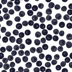 Continuous Wondrous pattern with Very dark blue polka dots