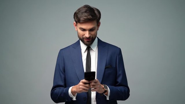 full hd video of young handsome stylish businessman - 4x slow motion