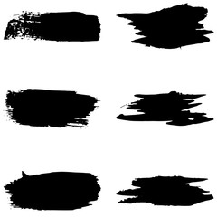 Set of vector brush strokes. Dirty ink texture splatters. Grunge rectangle text boxes	