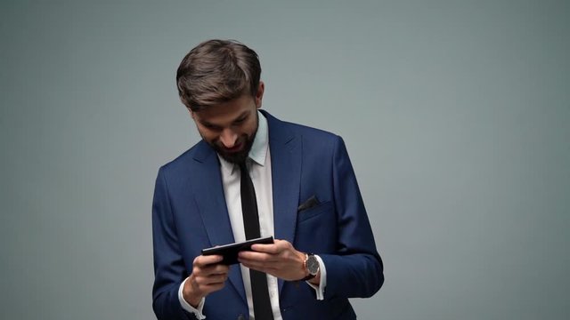 full hd video of young handsome stylish businessman - 4x slow motion