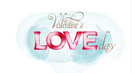 Watercolor style Valentines love day vector with blue backgrounds