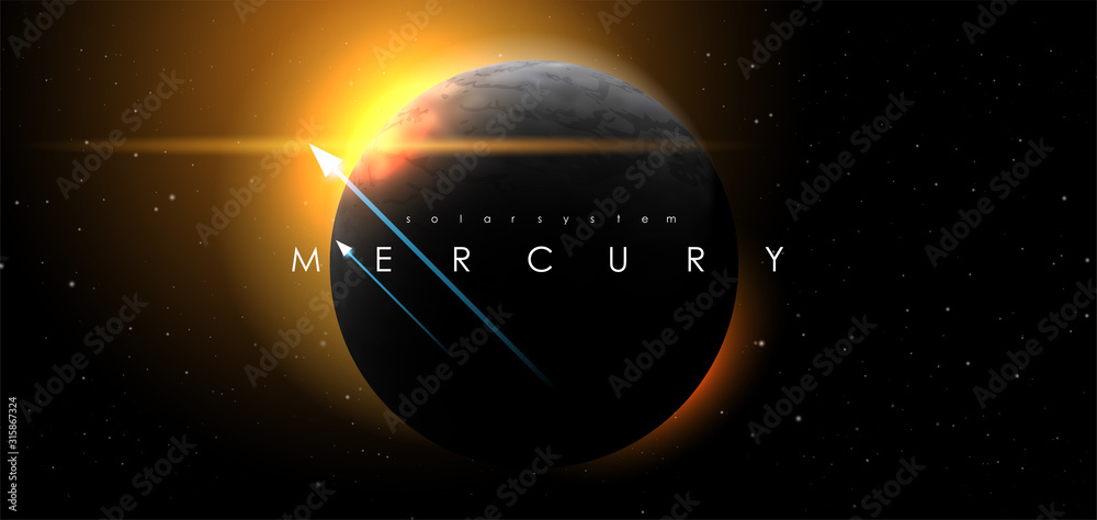 Canvas Prints mercury, creative vector planet. space background. galaxy colorful abstract futuristic illustration.