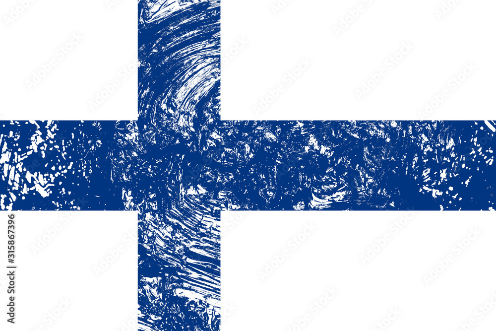 Poster flag of finland with texture. template for design